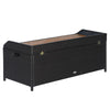 Outsunny Patio Wicker Storage Bench Box, Outdoor Garden PE Rattan Pool Storage Deck Bin Box w/ Natural Wood Top, Lid, Ideal for Storing Tools, Accessories and Toys, Coffee