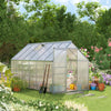 Outsunny 6' x 12' x 6.5' Polycarbonate Greenhouse, Walk-in Green House with Adjustable Roof Vent, Galvanized Base, Sliding Door and Rain Gutter for Outdoor, Garden, Backyard, Clear