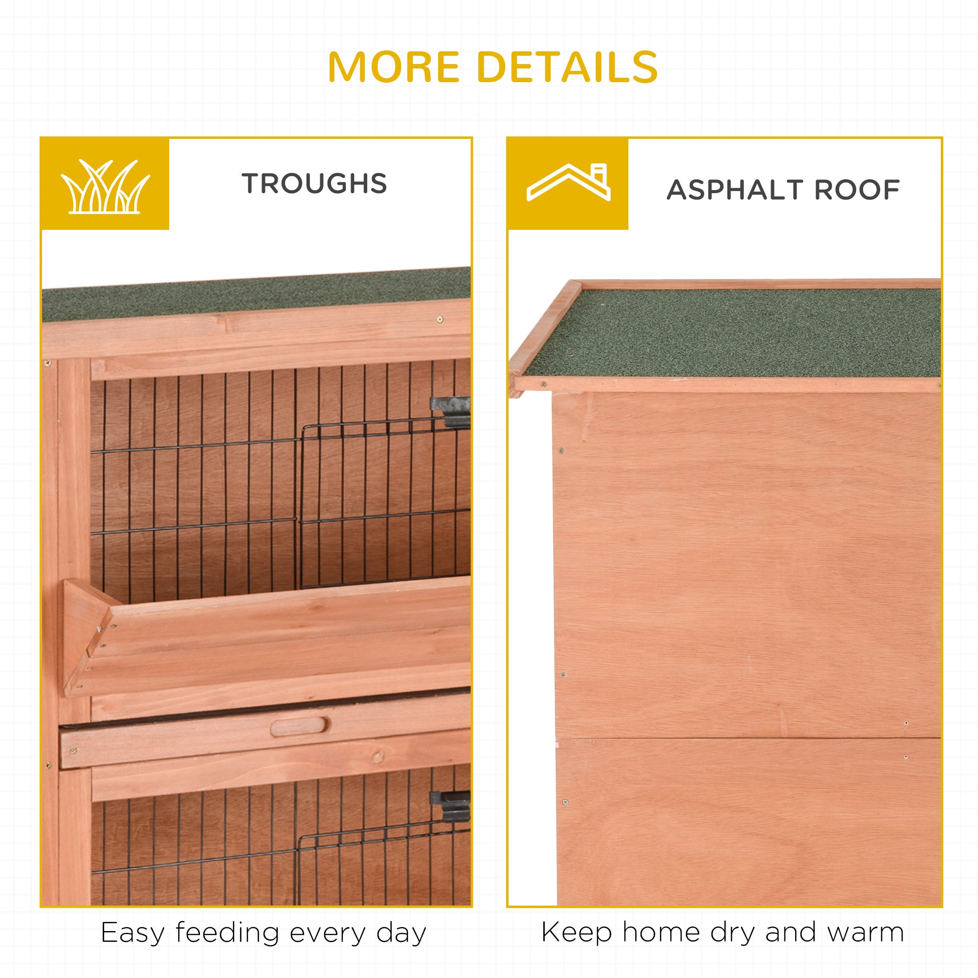 PawHut Outdoor Rabbit Hutch with Wheels, Quick on-the-Go Feeding, Wooden Rabbit Cage, Waterproof, Medium