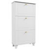 HOMCOM Narrow Shoe Cabinet with 3 Flip Drawers, Modern Shoe Storage Cabinet with Adjustable Shelves for Entryway, Hallway, Holds 12 Pairs of Shoes, White