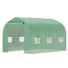 Outsunny 6.6' x 11' x 7' Walk-in Greenhouse Outdoor Plant Tunnel Warm Hot House w/ Roll Up Door and 6 Mesh Windows, Steel Frame, Green