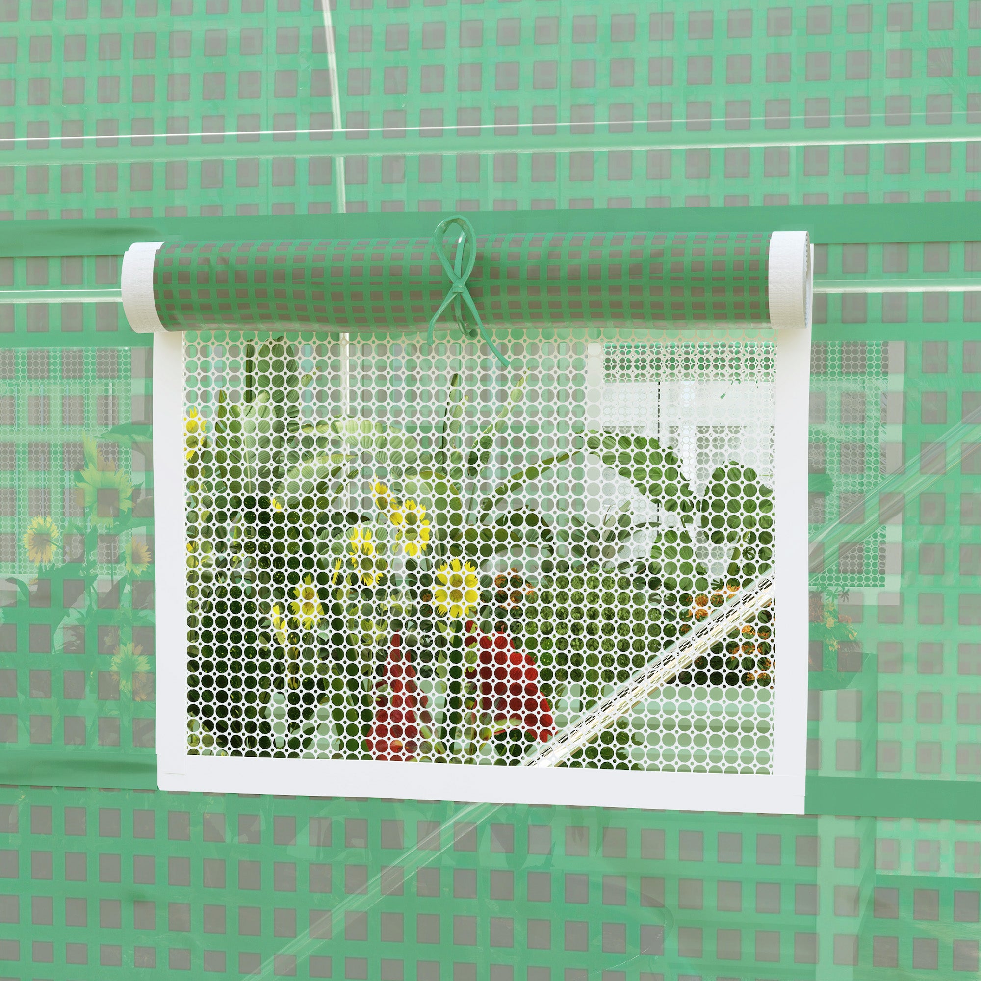Outsunny 6.6' x 11' x 7' Walk-in Greenhouse Outdoor Plant Tunnel Warm Hot House w/ Roll Up Door and 6 Mesh Windows, Steel Frame, Green