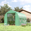 Outsunny 6.6' x 11' x 7' Walk-in Greenhouse Outdoor Plant Tunnel Warm Hot House w/ Roll Up Door and 6 Mesh Windows, Steel Frame, Green
