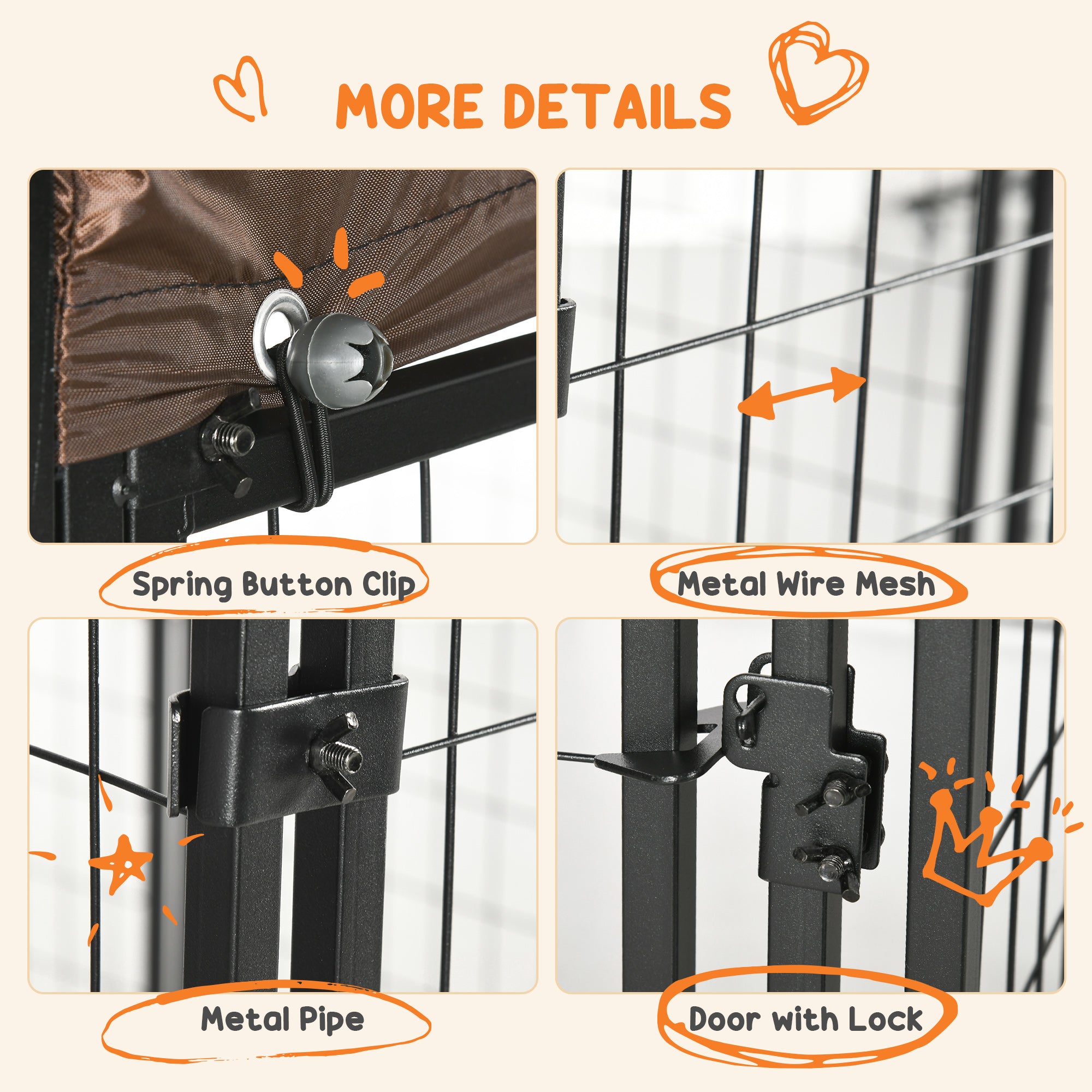 PawHut Dog Kennel Outdoor with Waterproof Canopy, Dog Run with Galvanized Chain Link, Secure Lock, for Backyard and Patio, Large and Medium Sized Dogs, Black