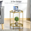 HOMCOM 2-Tier Gold End Table, Sofa Side Table for Small Spaces, Accent Table with Removable Trays and Metal Frame for Living Room Bedroom