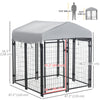 PawHut 4' x 4' x 4.5' Large Outdoor Dog Kennel Run Steel Fence with UV-Resistant Oxford Cloth Roof & Secure Lock