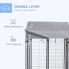 PawHut 4' x 4' x 4.5' Large Outdoor Dog Kennel Run Steel Fence with UV-Resistant Oxford Cloth Roof & Secure Lock