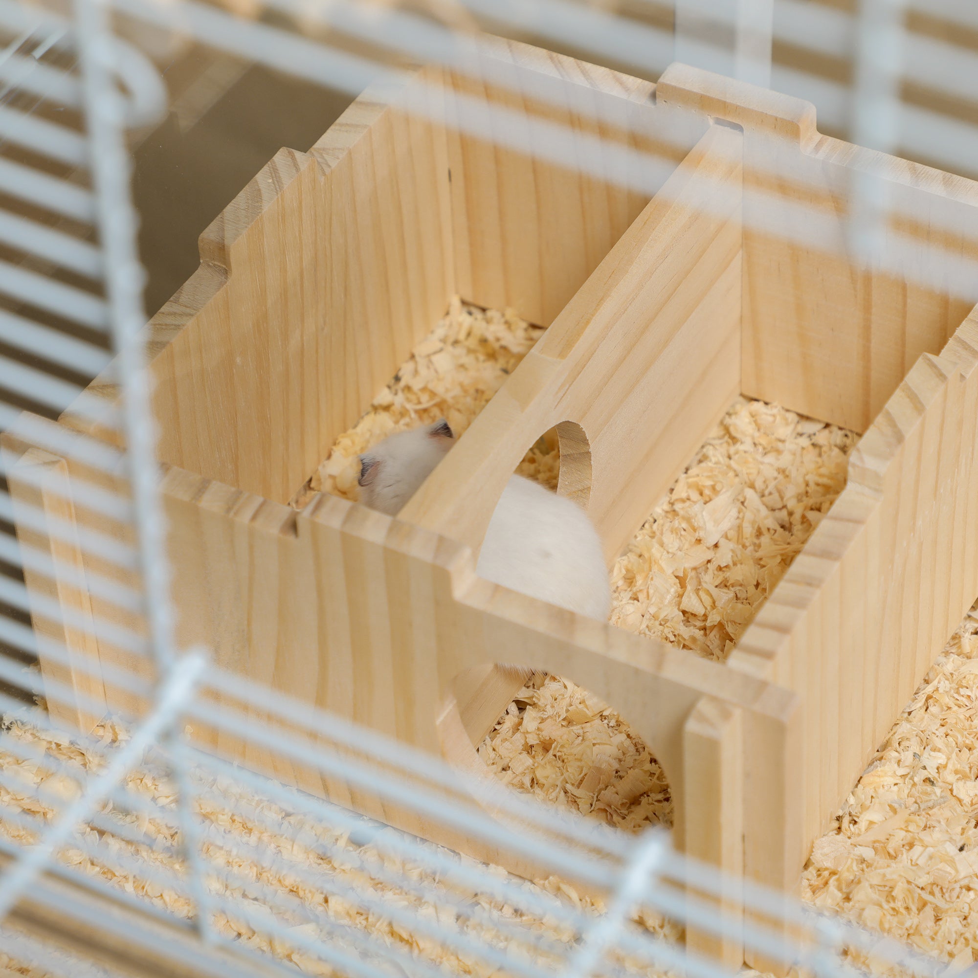 PawHut Hamster Cage, Transparent Small Animal House with Deep Bottom, Wooden Ramp, Hut, Bathroom and Exercise Wheel for Hamster and Gerbil, 23.2