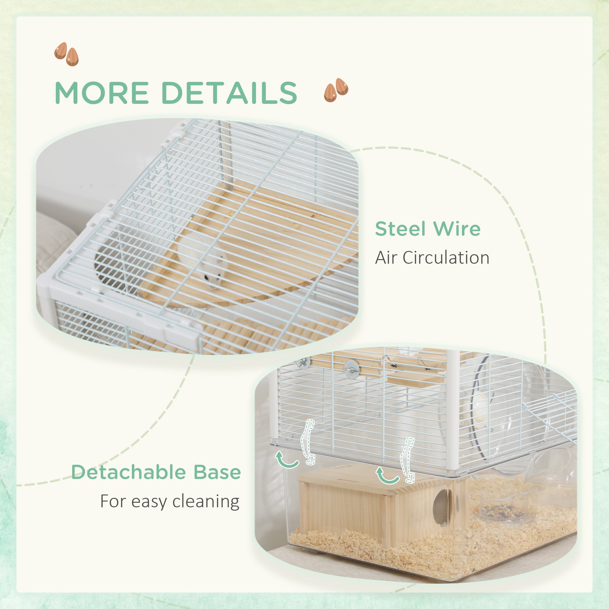 PawHut Hamster Cage, Transparent Small Animal House with Deep Bottom, Wooden Ramp, Hut, Bathroom and Exercise Wheel for Hamster and Gerbil, 23.2