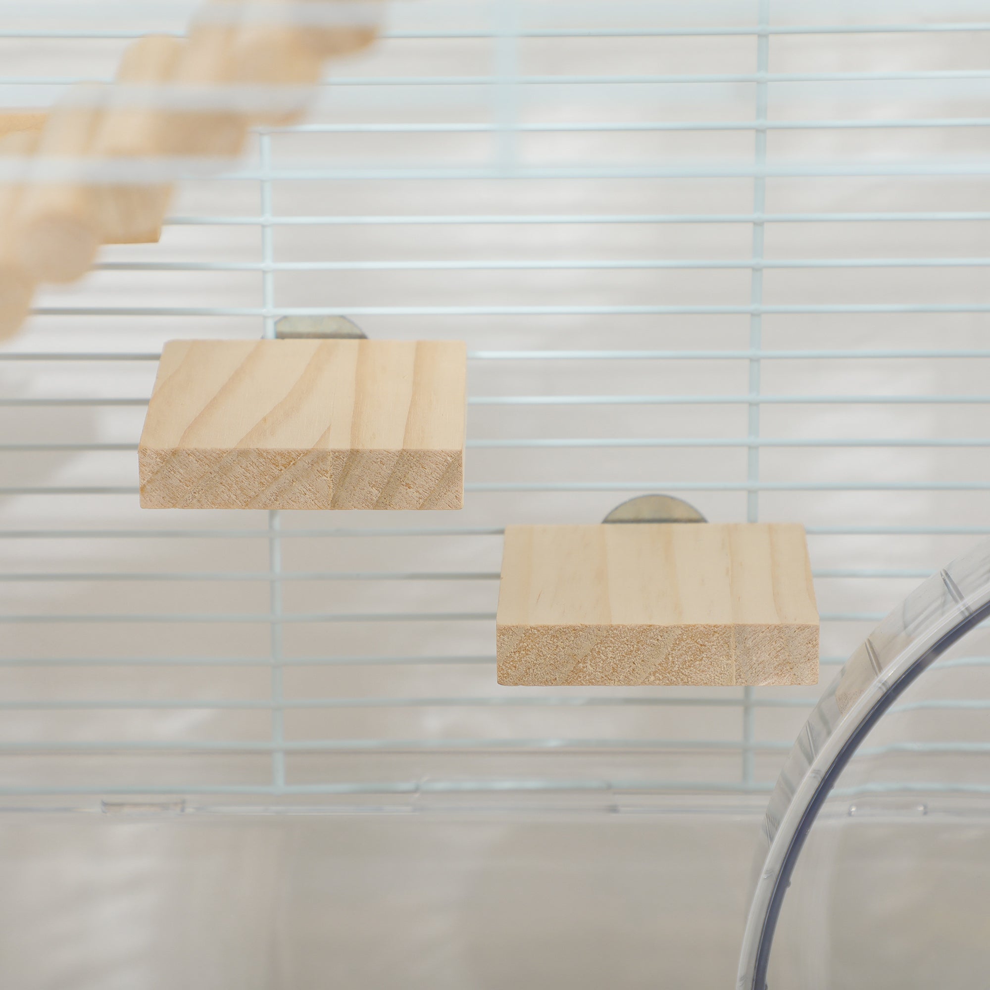 PawHut Hamster Cage, Transparent Small Animal House with Deep Bottom, Wooden Ramp, Hut, Bathroom and Exercise Wheel for Hamster and Gerbil, 23.2" L x 14" W x 18.5" H, White