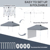 Outsunny 10' x 10' Pop Up Canopy Tent, Instant Sun Shelter with 3-level Adjustable Height, 1 Sidewall, and Wheeled Carry Bag for Outdoor, Garden, Patio, Grey