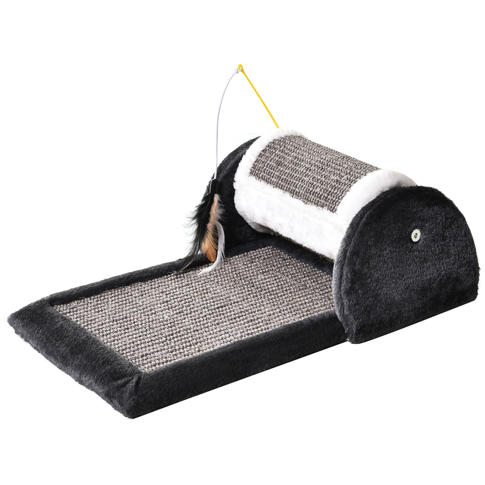 PawHut Cat Scratching Pad Board Mat Kitten Pet Play Toy Activity Center Scratcher Roller Perches Platform Grey