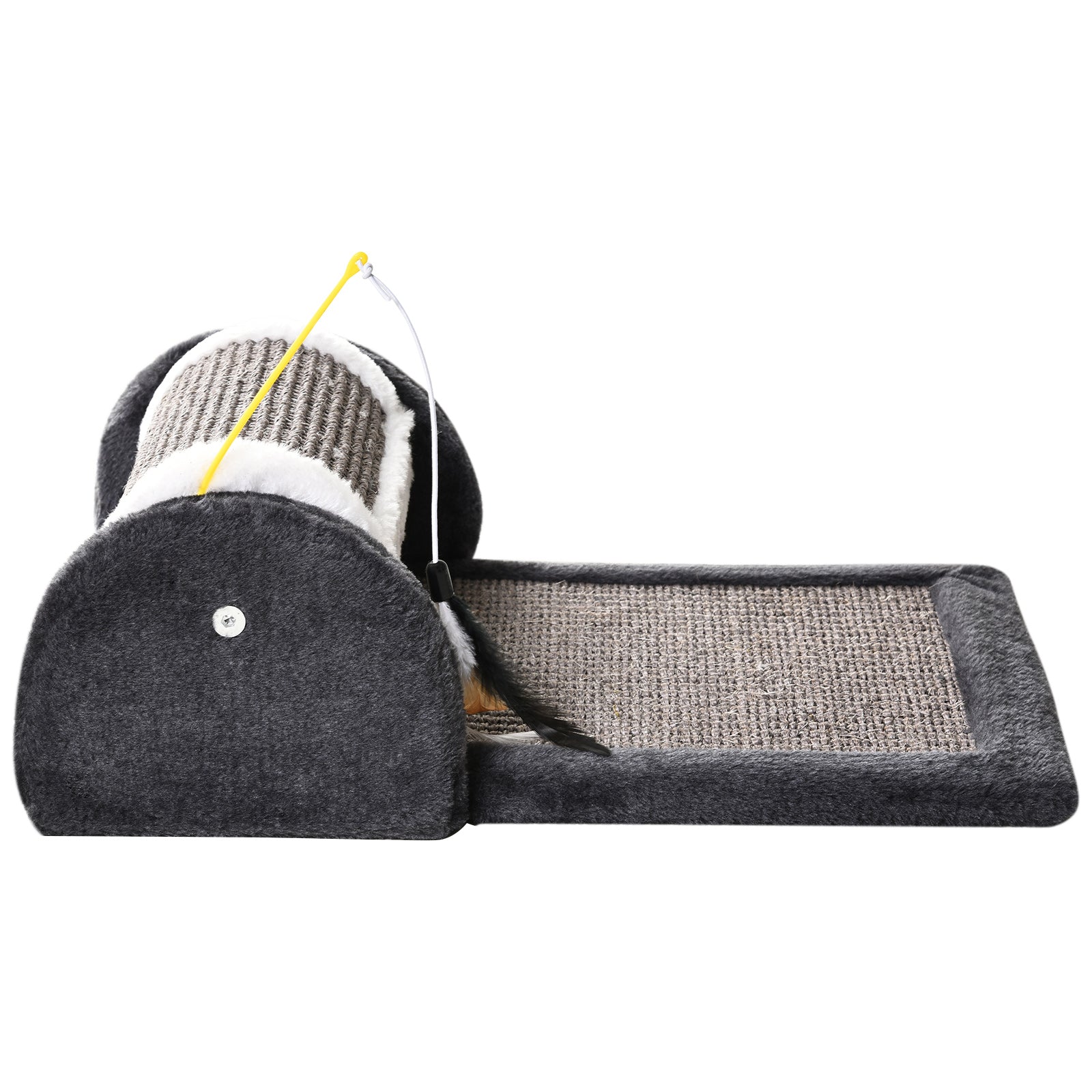 PawHut Cat Scratching Pad Board Mat Kitten Pet Play Toy Activity Center Scratcher Roller Perches Platform Grey