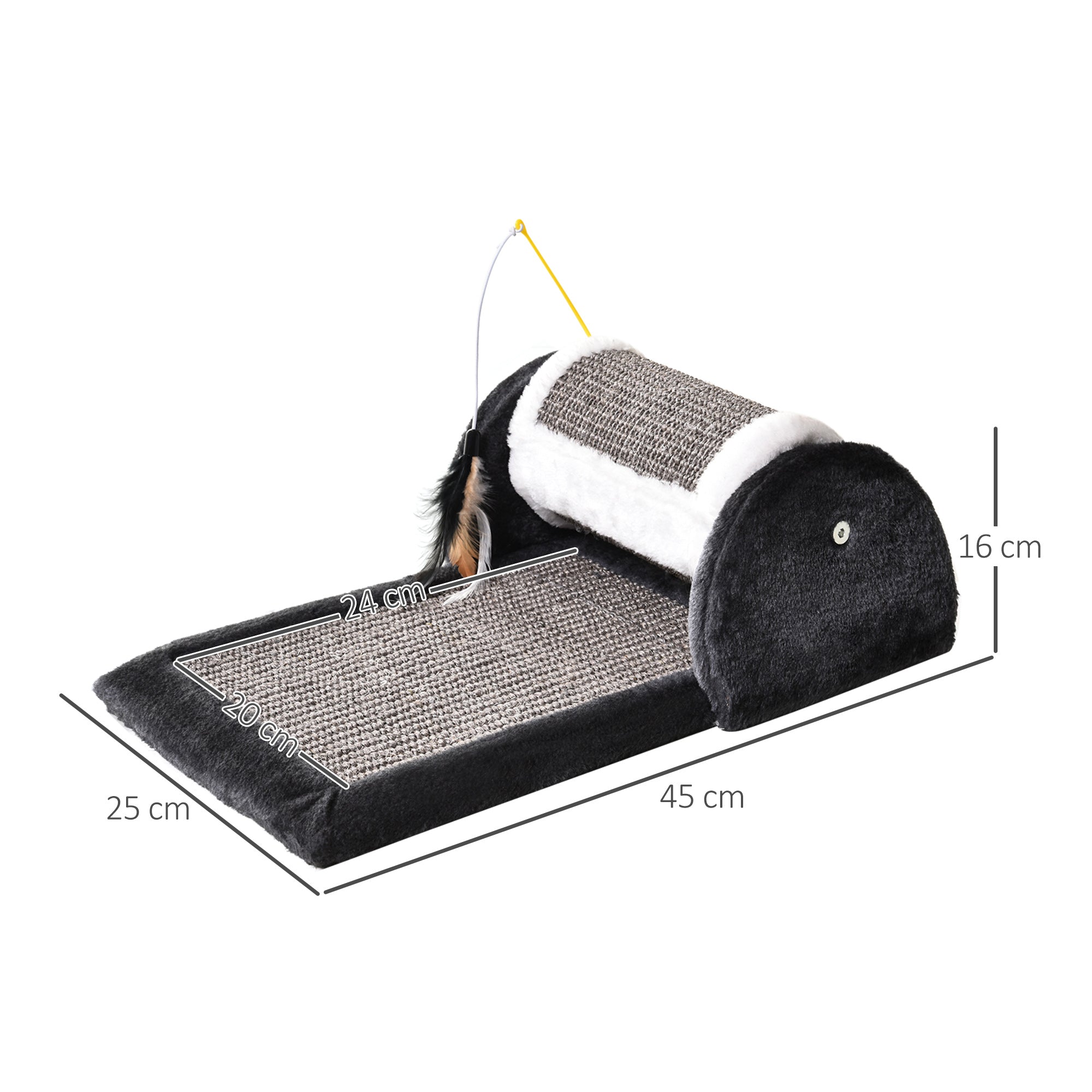 PawHut Cat Scratching Pad Board Mat Kitten Pet Play Toy Activity Center Scratcher Roller Perches Platform Grey