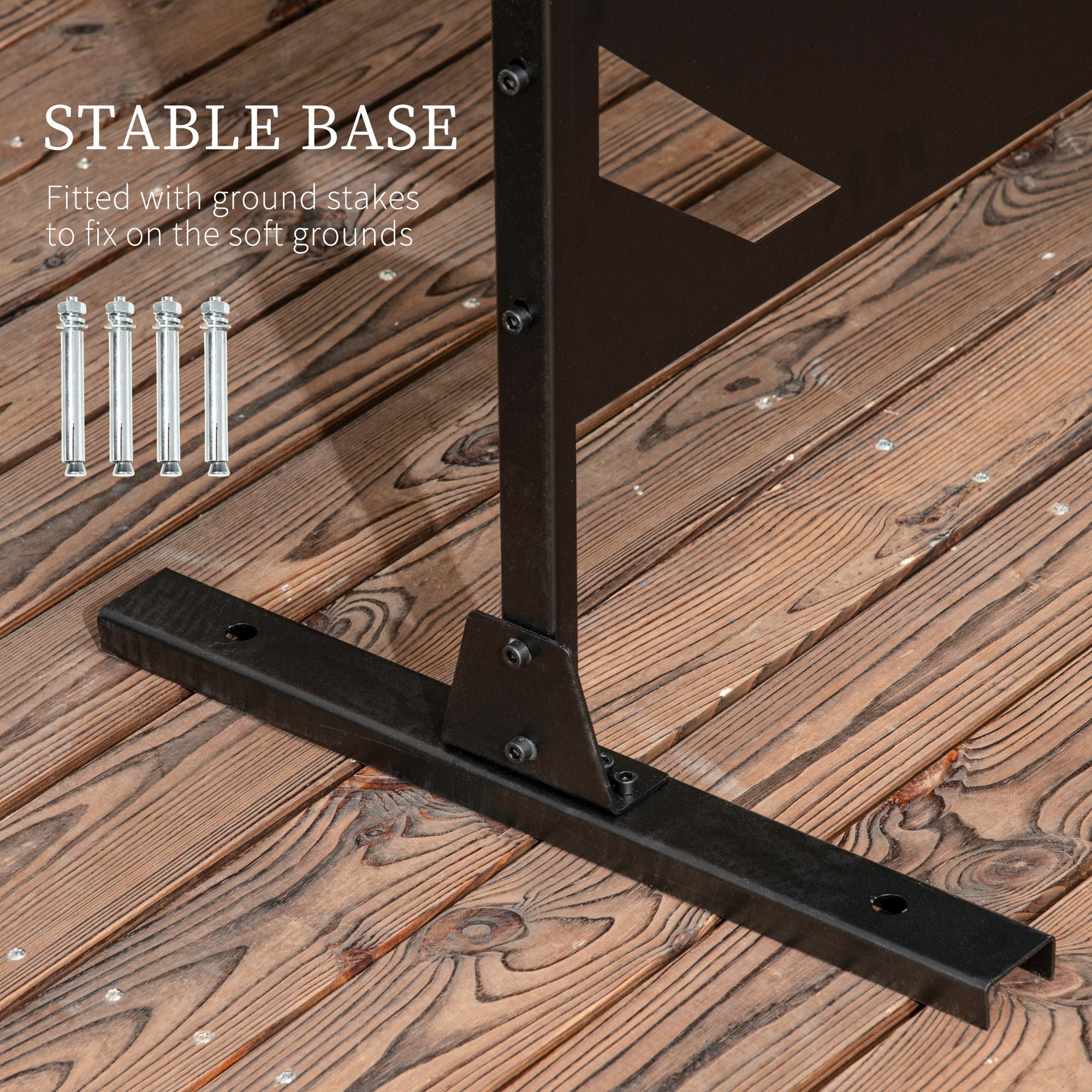 Outsunny Metal Outdoor Privacy Screen, Decorative Outdoor Divider with Stand and Expansion Screws, Freestanding Privacy Panel for Garden Backyard Deck Pool, Banana Leaf Style