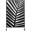 Outsunny Metal Outdoor Privacy Screen, Decorative Outdoor Divider with Stand and Expansion Screws, Freestanding Privacy Panel for Garden Backyard Deck Pool, Banana Leaf Style