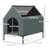 PawHut Dog House Outdoor, Elevated Dog House Dog Bed with Removable Cover, Mesh Windows, Storage Bag, for Small and Medium-Sized Dogs, Grey