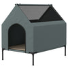 PawHut Dog House Outdoor, Elevated Dog House Dog Bed with Removable Cover, Mesh Windows, Storage Bag, for Small and Medium-Sized Dogs, Grey
