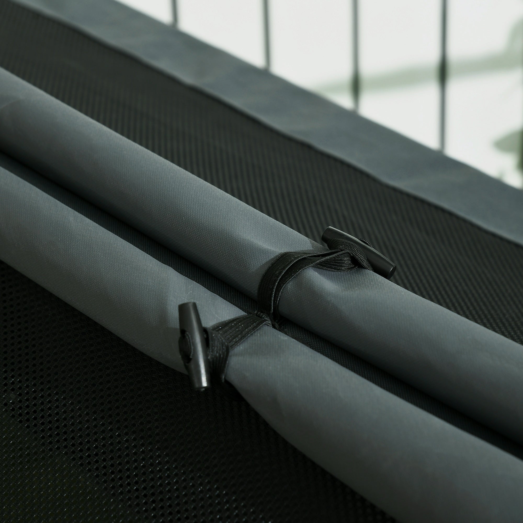 PawHut Dog House Outdoor, Elevated Dog House Dog Bed with Removable Cover, Mesh Windows, Storage Bag, for Small and Medium-Sized Dogs, Grey