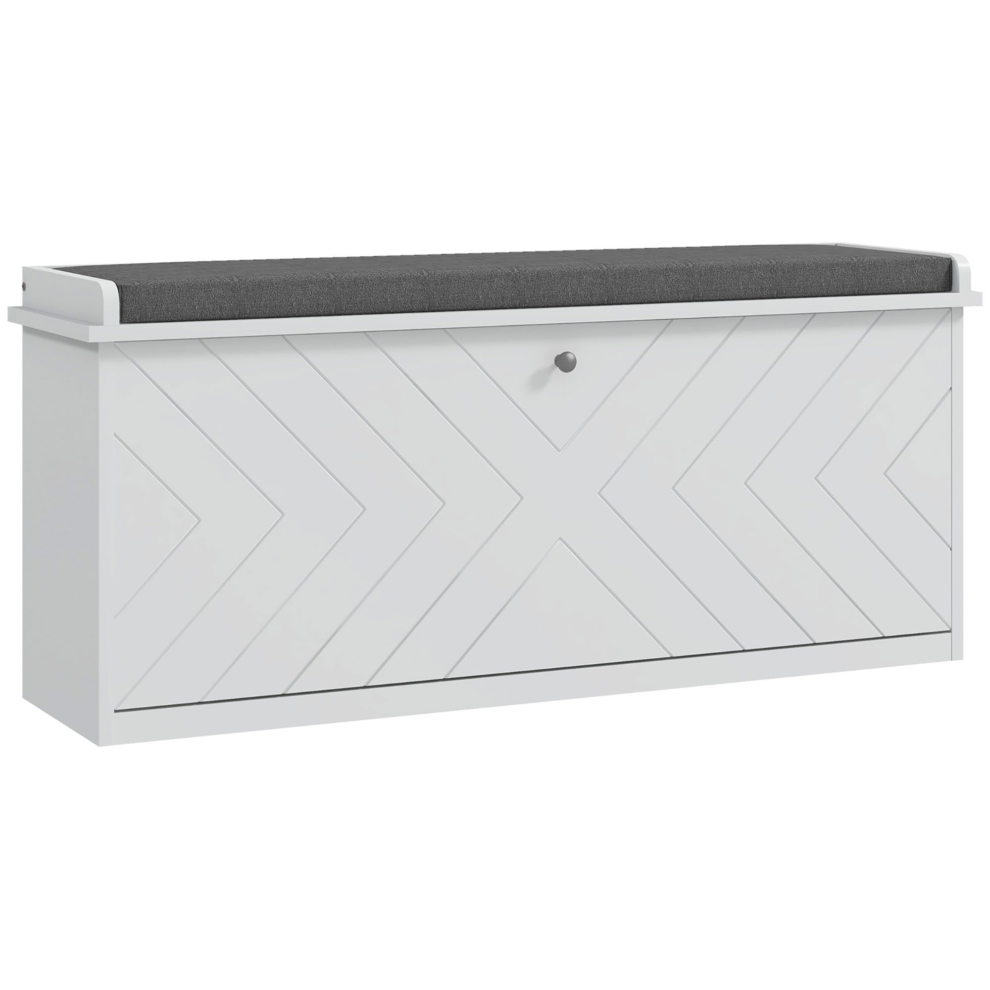HOMCOM Shoe Bench, Entryway Bench with Flip Drawer, Seating Cushion and Adjustable Shelf for 5-10 Pairs of Shoes for Hallway, White