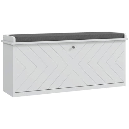 HOMCOM Shoe Bench, Entryway Bench with Flip Drawer, Seating Cushion and Adjustable Shelf for 5-10 Pairs of Shoes for Hallway, White