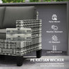 Outsunny 2 Seater Outdoor Sofa with Cushions, Poly Rattan Patio Couch Outdoor Loveseat with Armrests, Wicker Patio Sofa Bench with Steel Frame for Garden, Balcony, Dark Grey