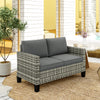 Outsunny 2 Seater Outdoor Sofa with Cushions, Poly Rattan Patio Couch Outdoor Loveseat with Armrests, Wicker Patio Sofa Bench with Steel Frame for Garden, Balcony, Dark Grey