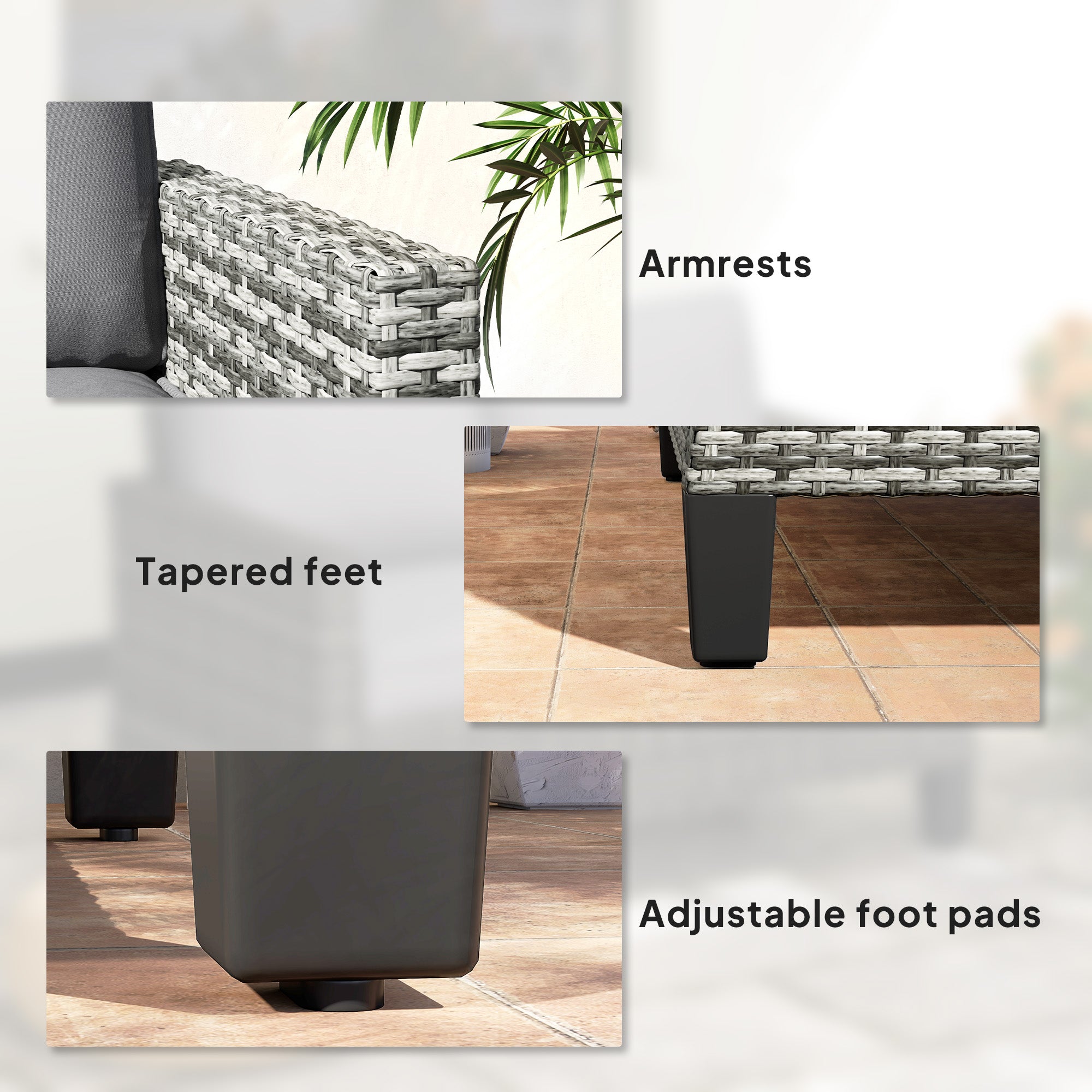 Outsunny 2 Seater Outdoor Sofa with Cushions, Poly Rattan Patio Couch Outdoor Loveseat with Armrests, Wicker Patio Sofa Bench with Steel Frame for Garden, Balcony, Dark Grey