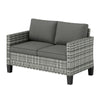 Outsunny 2 Seater Outdoor Sofa with Cushions, Poly Rattan Patio Couch Outdoor Loveseat with Armrests, Wicker Patio Sofa Bench with Steel Frame for Garden, Balcony, Dark Grey