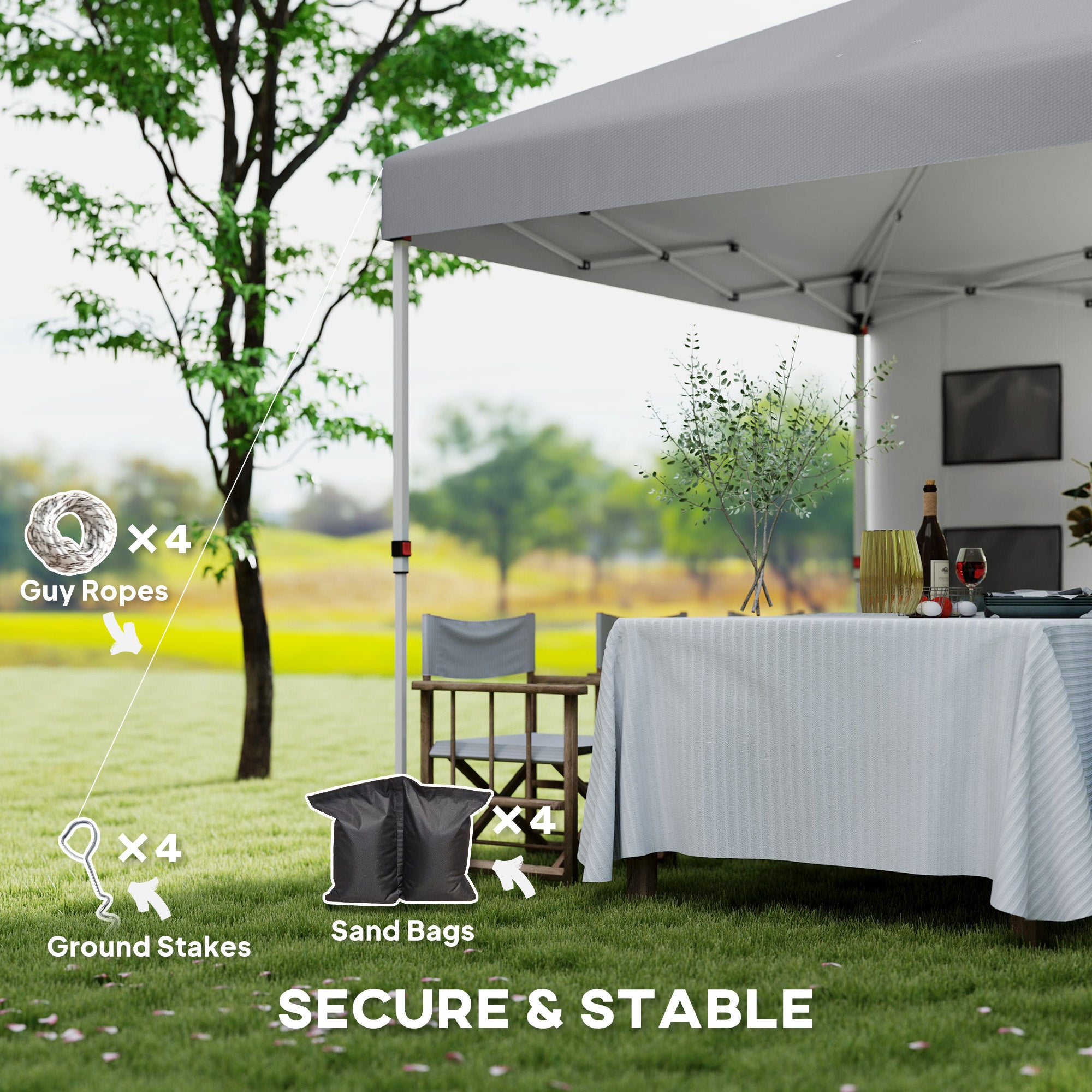 Outsunny 10' x 10' Pop Up Canopy Tent with Sidewall, Instant Sun Shelter with Storage Pockets, Height Adjustable, with Carry Bag, Sand Bags for Outdoor, Patio, Light Grey