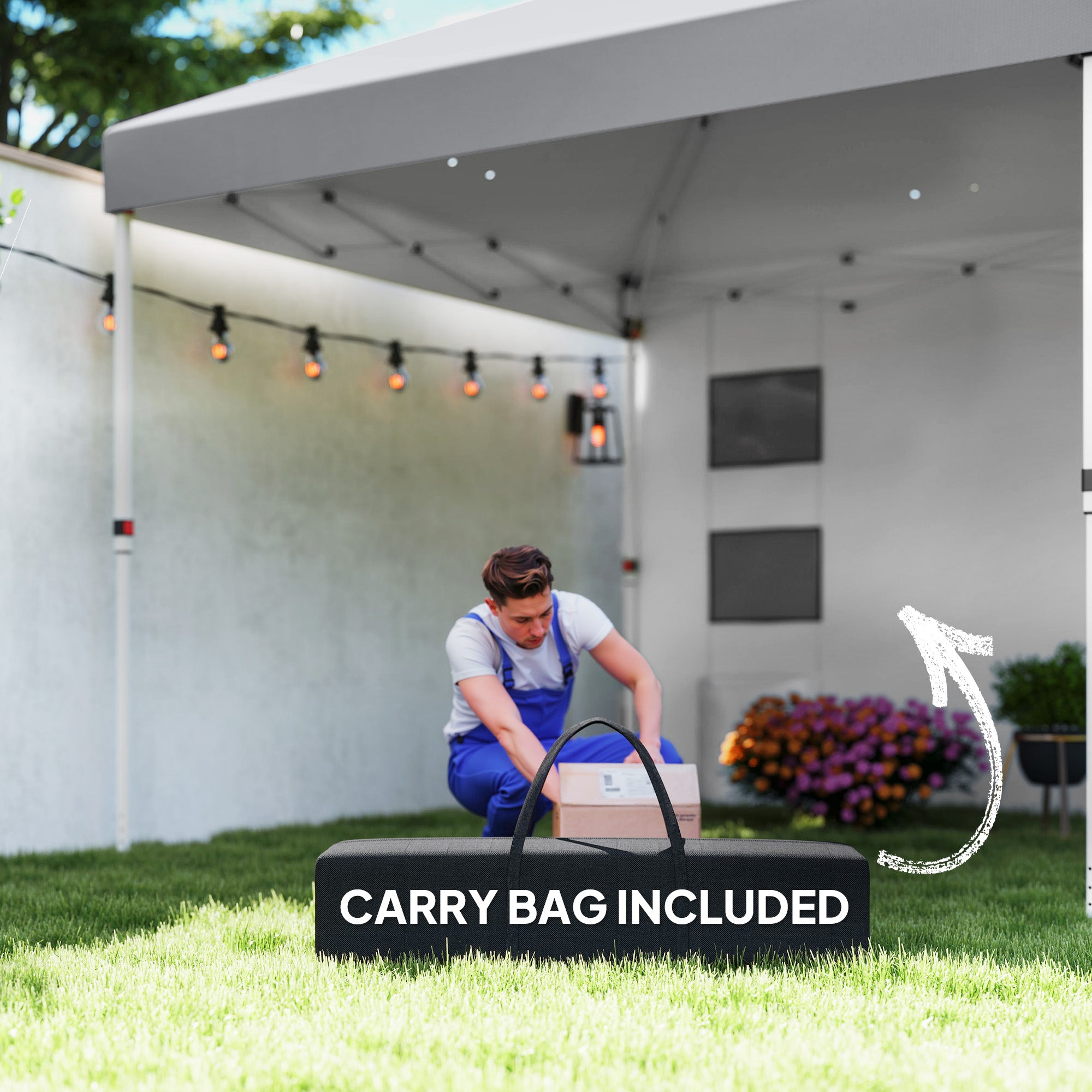 Outsunny 10' x 10' Pop Up Canopy Tent with Sidewall, Instant Sun Shelter with Storage Pockets, Height Adjustable, with Carry Bag, Sand Bags for Outdoor, Patio, Light Grey