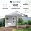 Outsunny 10' x 10' Pop Up Canopy Tent with Sidewall, Instant Sun Shelter with Storage Pockets, Height Adjustable, with Carry Bag, Sand Bags for Outdoor, Patio, Light Grey