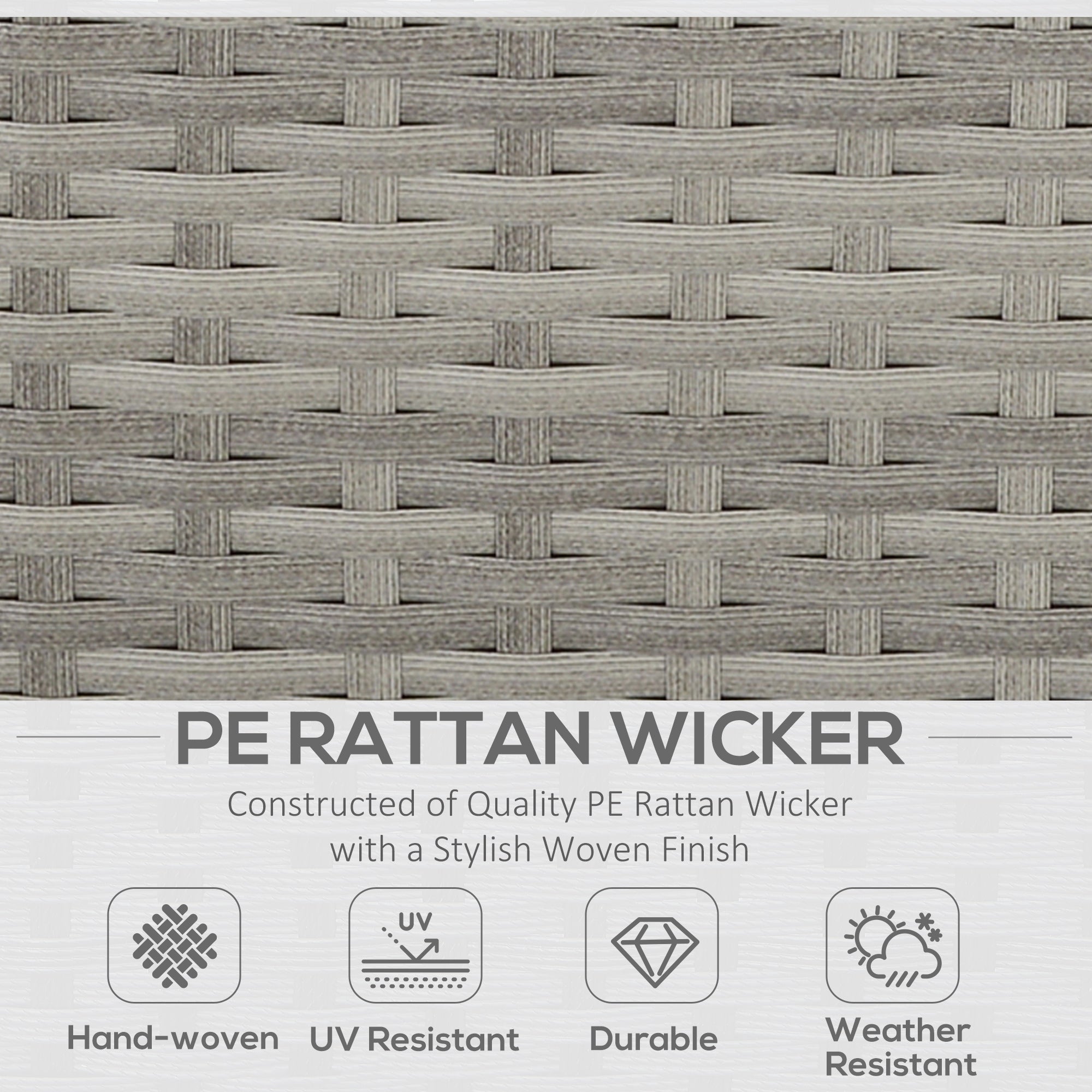 Outsunny 6 Pieces Wicker Patio Dining Set with Cushions, Outdoor Dining Table and Chairs with PE Rattan Sofa Chair, Three-seater Sofa, Plastic Wood Top Dining Table, Grey