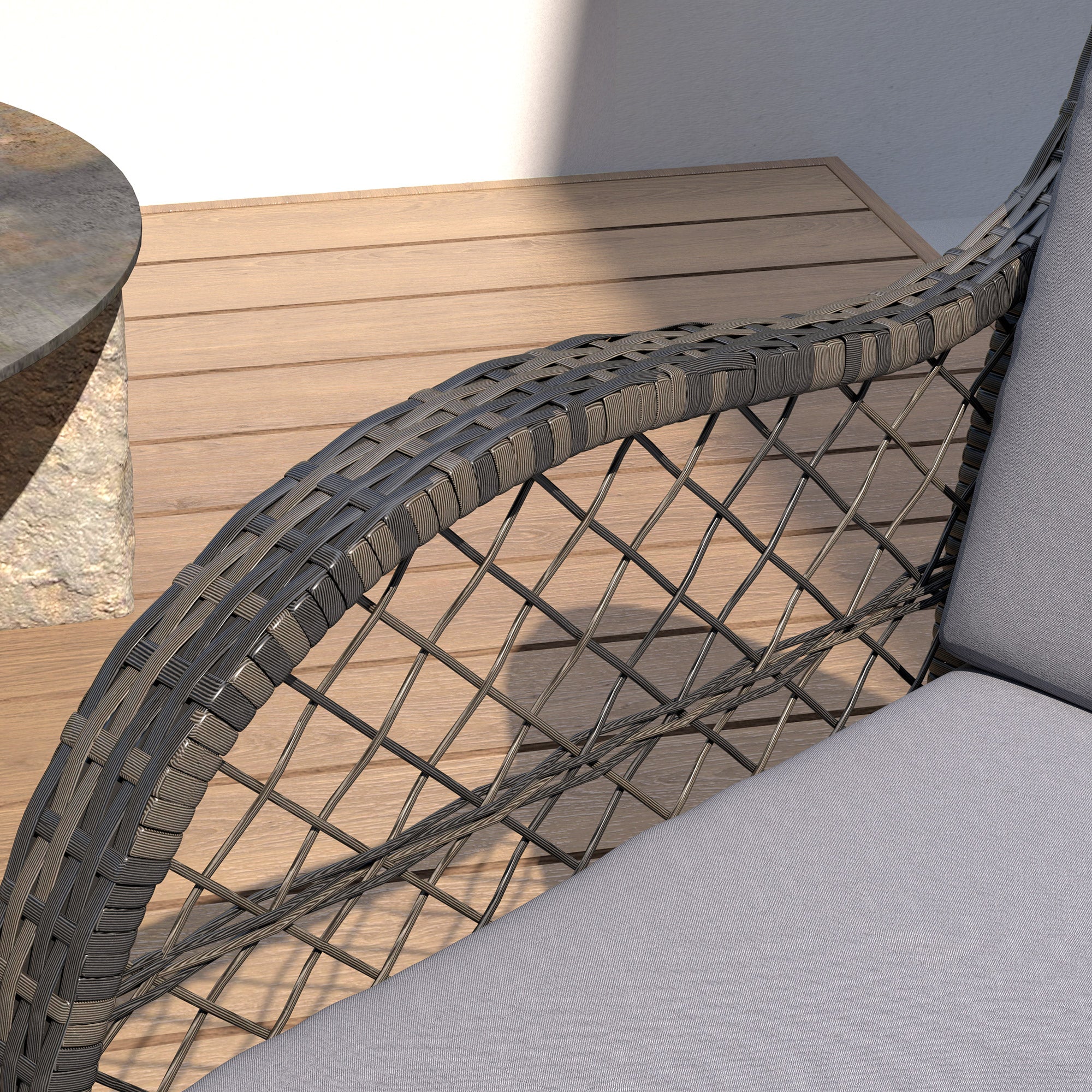 Outsunny Wicker Outdoor Rocking Chair Set of 2, Rattan Patio Rocking Chairs with Cushions and Curved Armrests, Indoor Outdoor Rocker for Porch, Backyard, Poolside, Grey