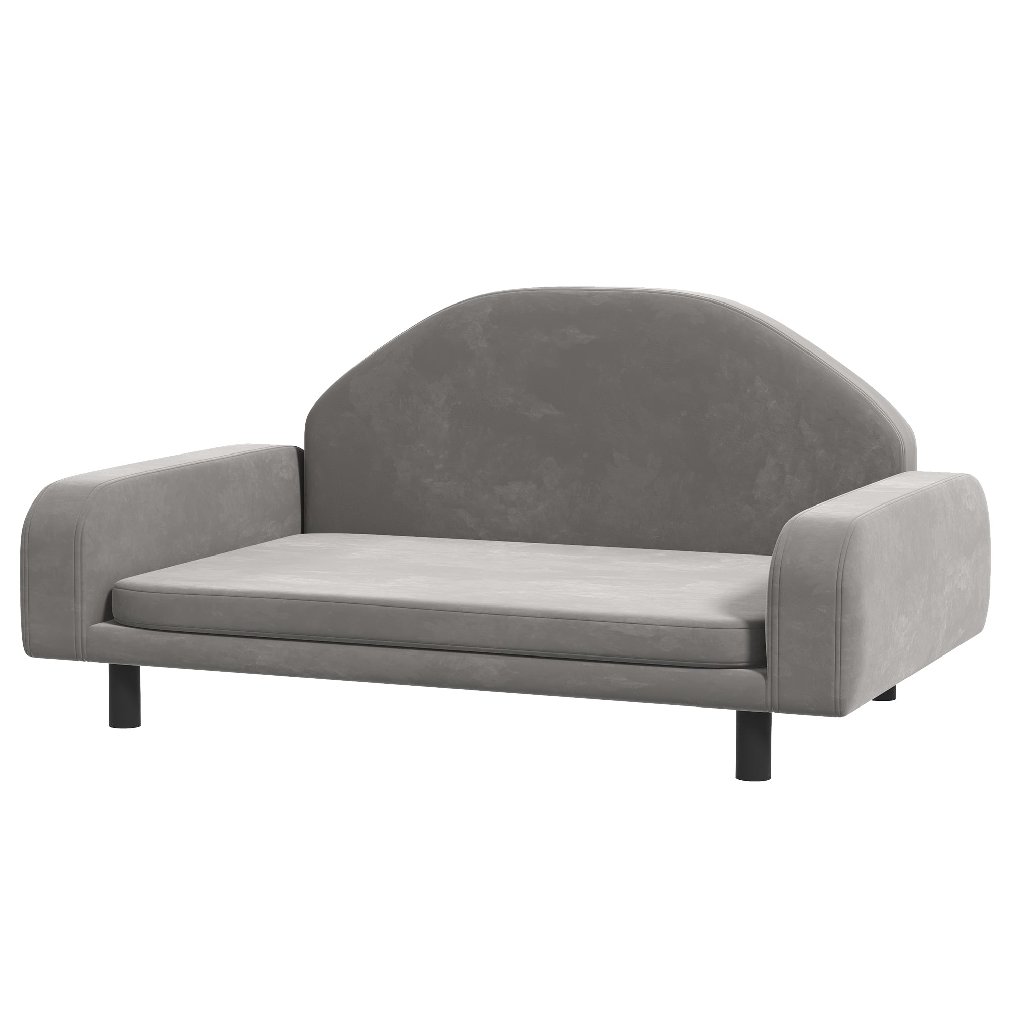 PawHut Raised Dog Sofa, Elevated Pet Sofa for Small and Medium Dogs, with Soft Cushion, Removable Cover, Anti-Slip Pads, Gray