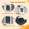 PawHut Outdoor Cat House 2-Storey Wooden Catio for Feral Cats with Openable Roof, Lounge Space, Fun Entrances, Grey
