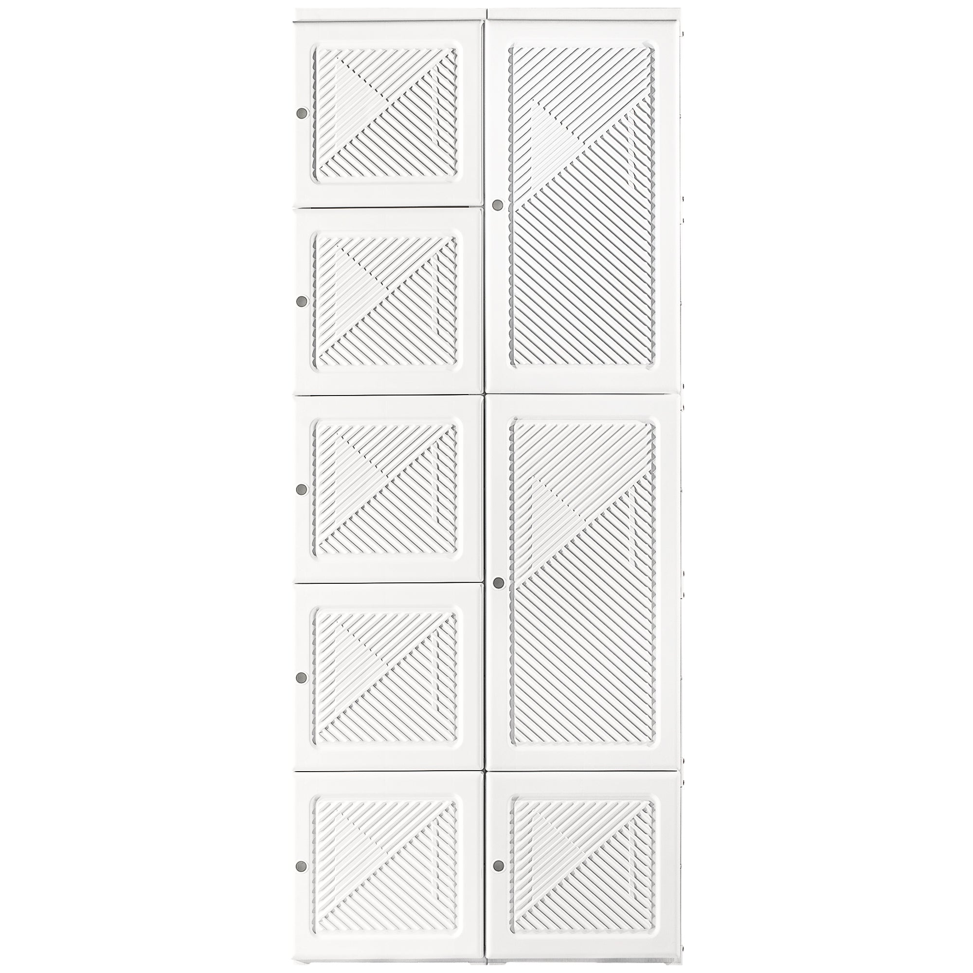 HOMCOM Portable Wardrobe Closet Cabinet Foldable Plastic Clothes Storage Organzier for Bedroom with 6 Cube Compartments & 1 Hanging Rods Magnet Doors Easy Assembly White