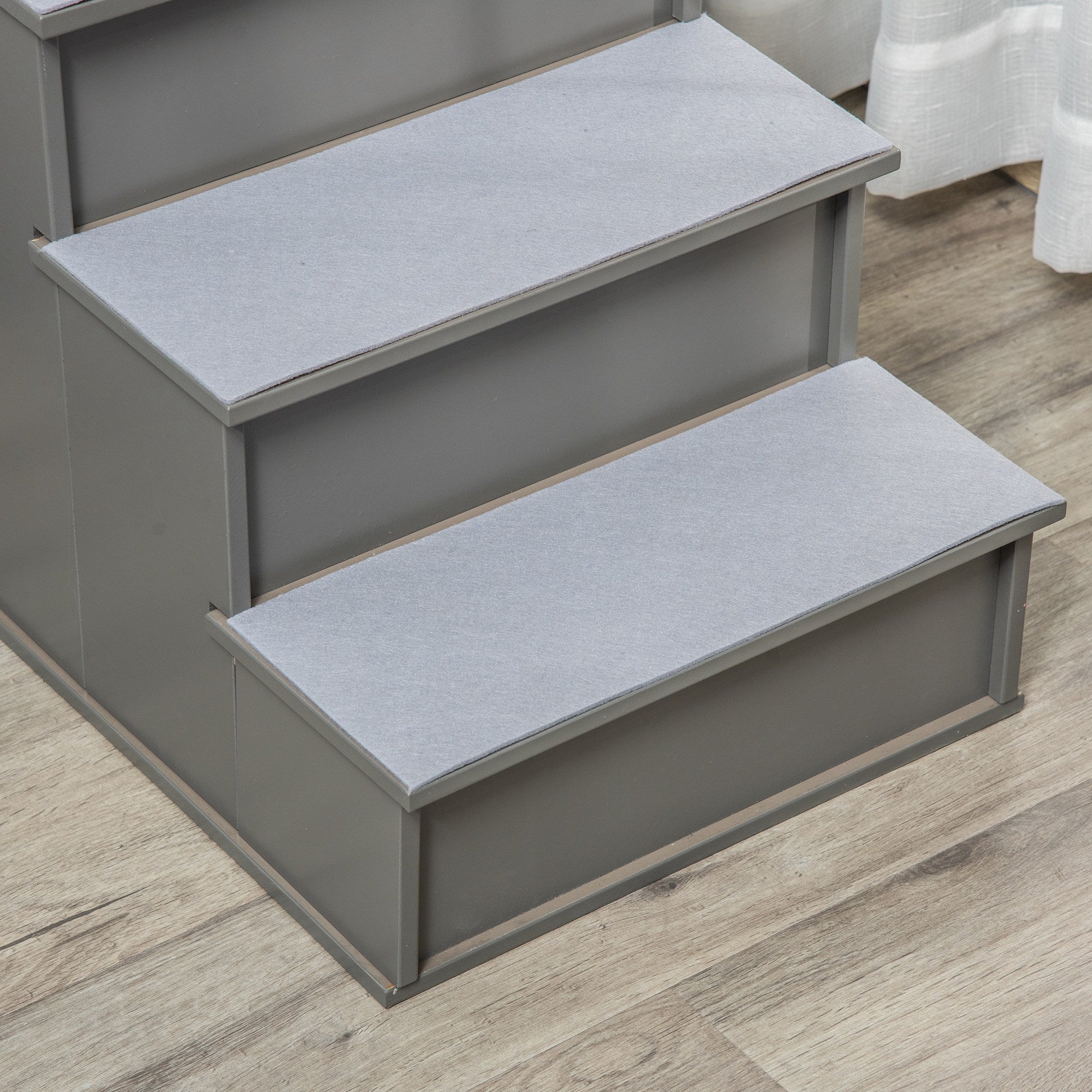 PawHut Pet Stairs, Small Pet Steps with Cushioned Removable Covering for Dogs and Cats Up To 22 Lbs., Grey