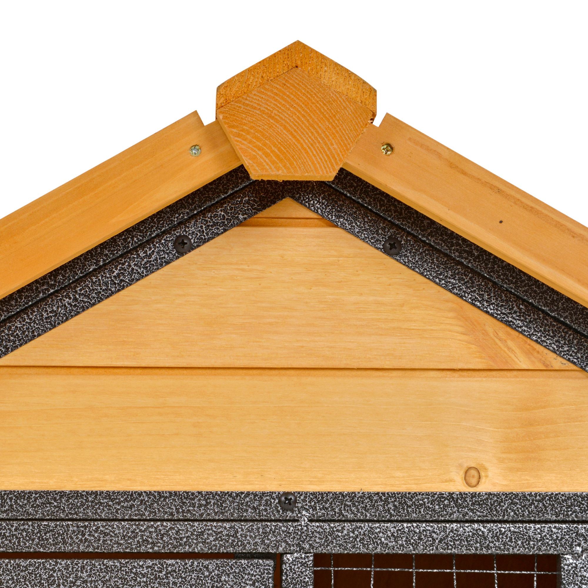 PawHut Wood-metal Pet House Elevated Rabbit Hutch Bunny Cage Small Animal Habitat with Slide-out Tray Lockable Door Water-resistant Asphalt Roof Outdoor 48"x25"x36" Light Yellow