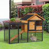 PawHut Wood-metal Pet House Elevated Rabbit Hutch Bunny Cage Small Animal Habitat with Slide-out Tray Lockable Door Water-resistant Asphalt Roof Outdoor 48"x25"x36" Light Yellow