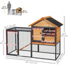 PawHut Wood-metal Pet House Elevated Rabbit Hutch Bunny Cage Small Animal Habitat with Slide-out Tray Lockable Door Water-resistant Asphalt Roof Outdoor 48"x25"x36" Light Yellow
