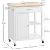 HOMCOM Rolling Kitchen Cart with Wood Top and Drawer, Kitchen Island on Wheels for Dining Room, White
