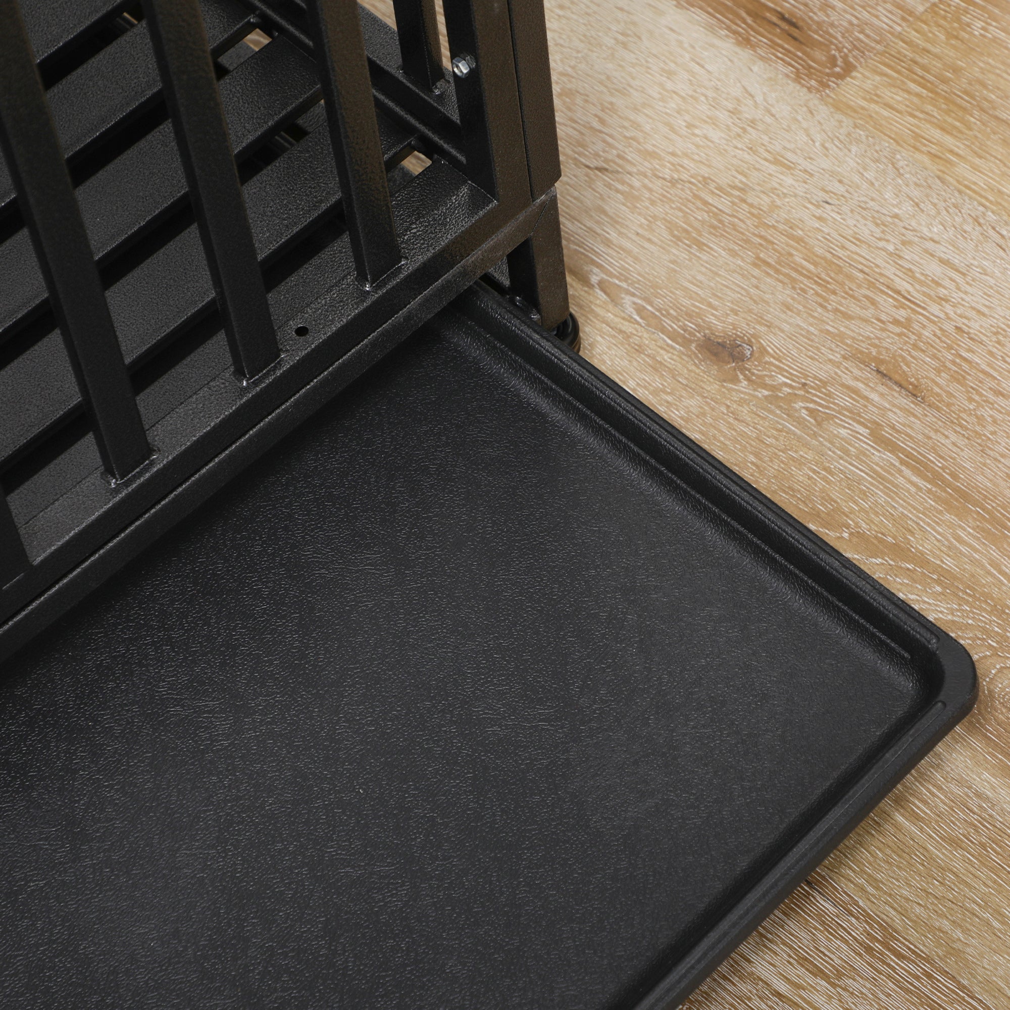 PawHut Heavy Duty Steel Dog Crate Kennel Pet Cage with Wheels for Portability and a Door for Convenient Access Anti-Pinching Floor, 43.7" L x 28.7" W x 34.6"H, Black