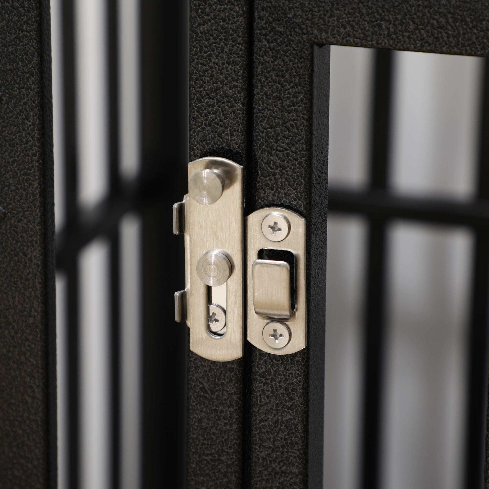 PawHut Heavy Duty Steel Dog Crate Kennel Pet Cage with Wheels for Portability and a Door for Convenient Access Anti-Pinching Floor, 43.7" L x 28.7" W x 34.6"H, Black