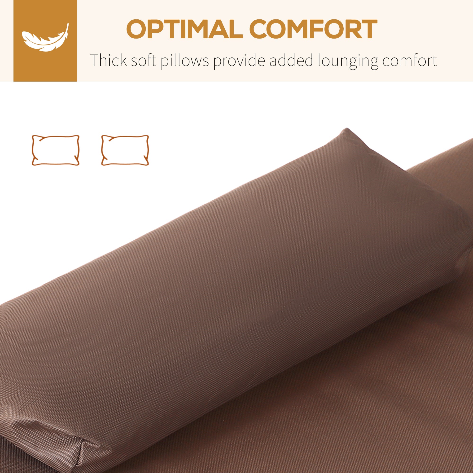 Outsunny 79" Outdoor Lounge Chair with Canopy, Double Garden Chaise Lounger Hammock Bed, Relaxing Sleeping Daybed w/ Pillow and Wheels, Brown