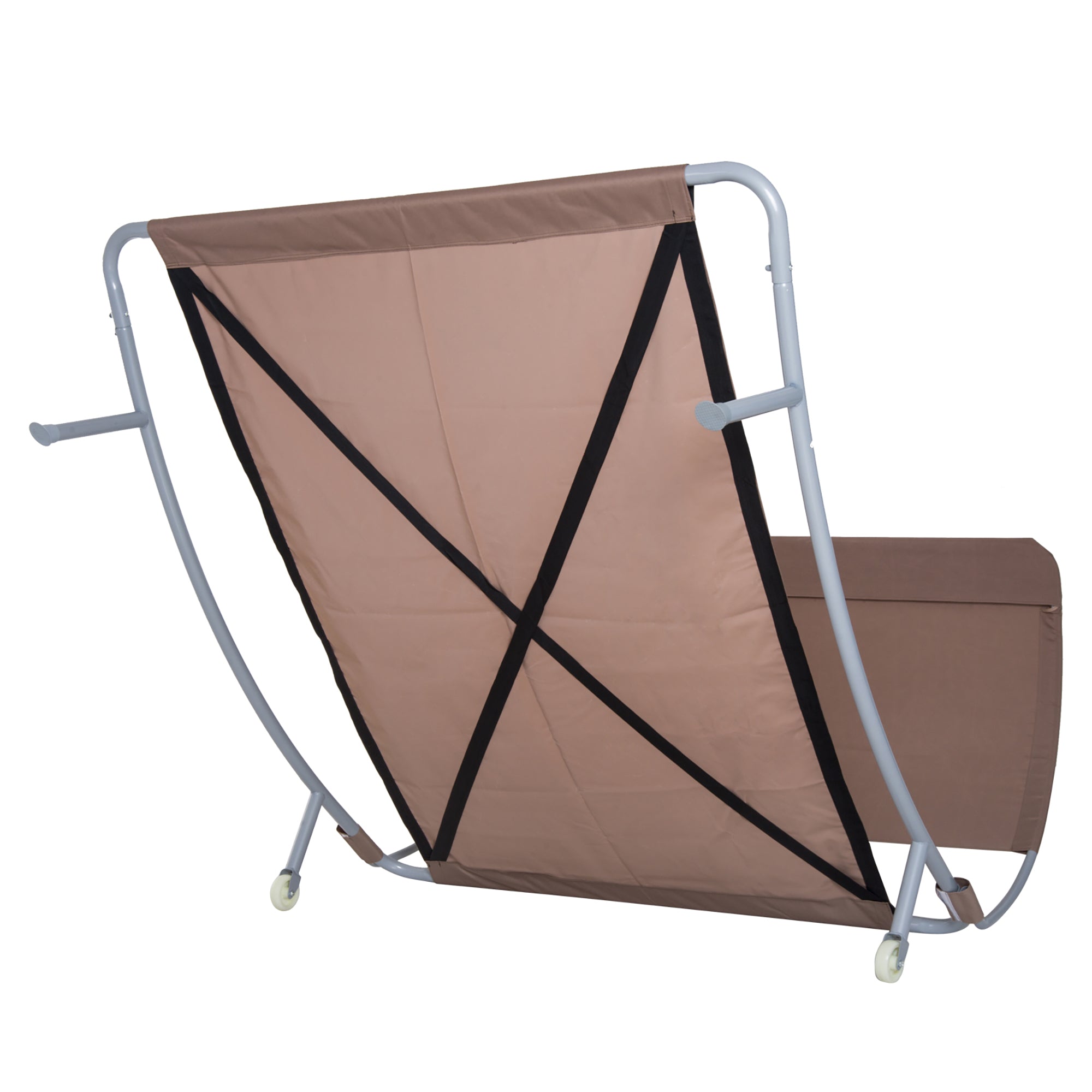 Outsunny 79" Outdoor Lounge Chair with Canopy, Double Garden Chaise Lounger Hammock Bed, Relaxing Sleeping Daybed w/ Pillow and Wheels, Brown