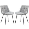 HOMCOM Dining Chairs Set of 2, Modern Upholstered Kitchen Chairs with Steel Legs for Living Room, Bedroom, Light Grey
