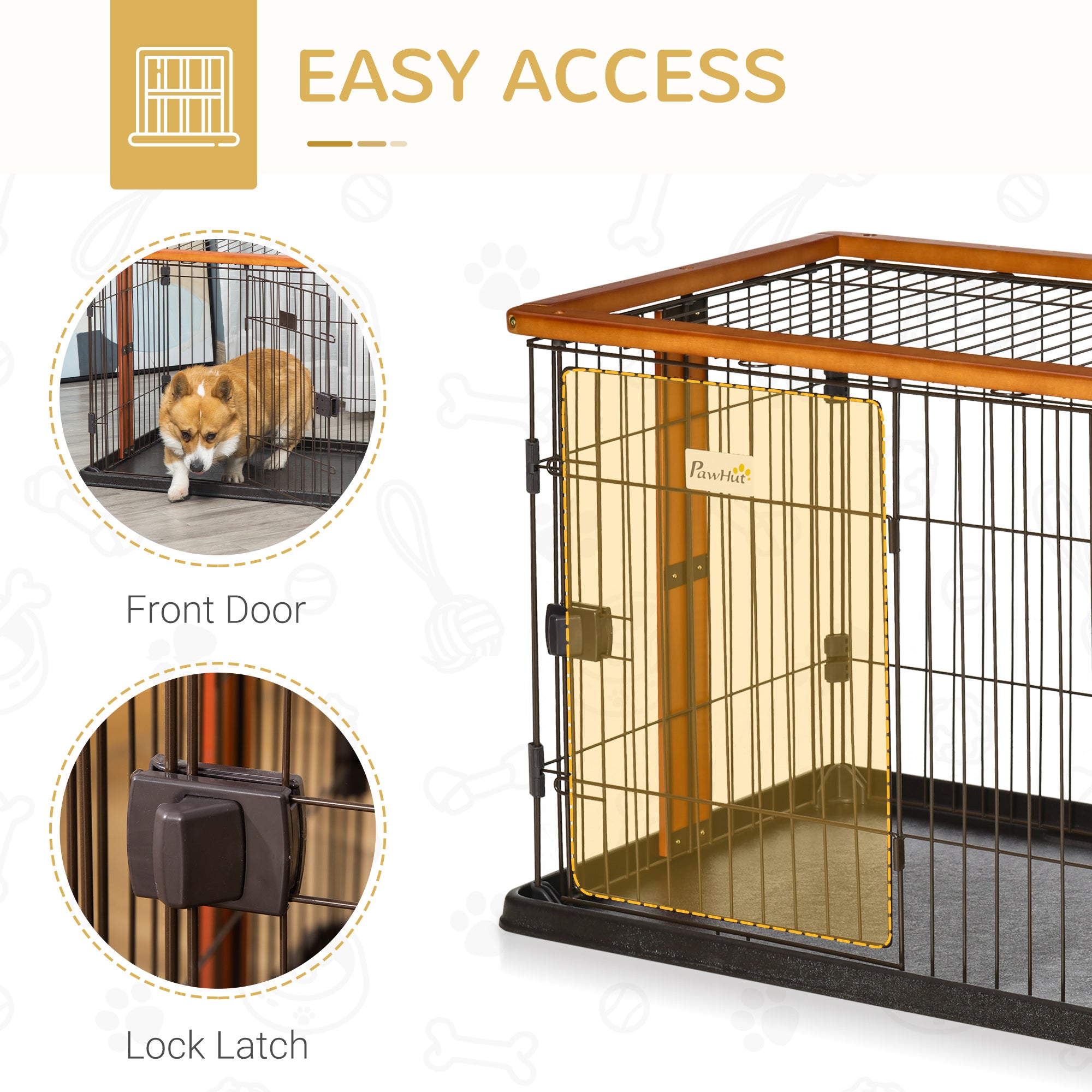 PawHut Steel Dog Crate Cage, Lightweight Puppy Kennel, with Front Door, Secured Latch, No Leak Tray, for Small & Medium Sized Dog, 35" x 22.5" x 23.5"