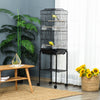 PawHut 62" Bird Cage Budgie Cage with Wheels, Detachable Stand, Storage, Black