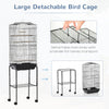 PawHut 62" Bird Cage Budgie Cage with Wheels, Detachable Stand, Storage, Black